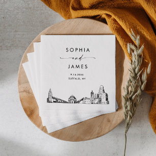 Buffalo Skyline Modern Wedding Cocktail Napkin