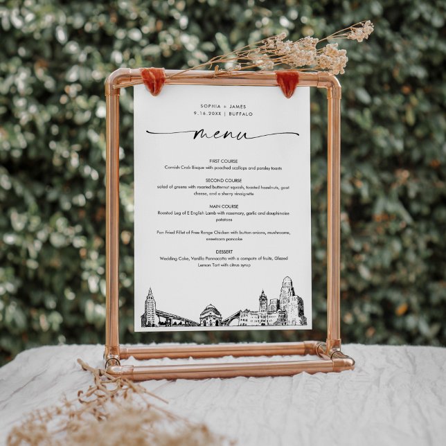 Buffalo Skyline Wedding Dinner Menu Card 5x7 (Creator Uploaded)