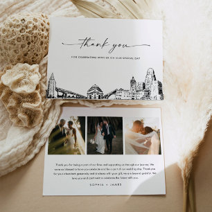 Buffalo Skyline Wedding Photo Thank You Card