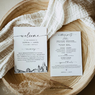 Buffalo Skyline Wedding Program 5x7 Flat Card