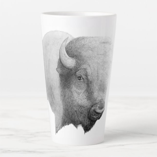 Buffalo Spirit Animal Original Art Latte Mug (Front)