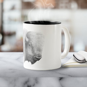 Buffalo Spirit Animal Original Art Two-Tone Coffee Mug