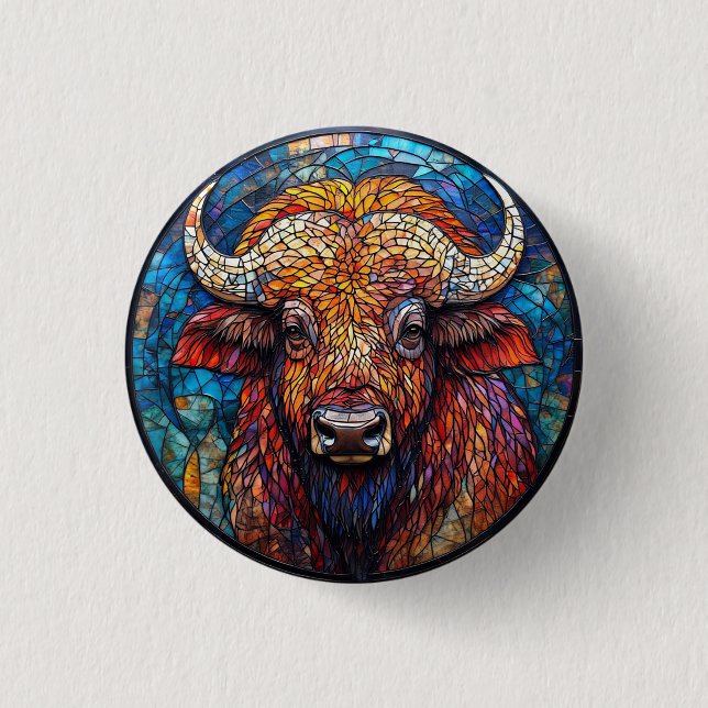 Buffalo Stained Glass Artwork 3 Cm Round Badge (Front)
