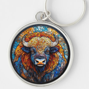Buffalo Stained Glass Artwork Key Ring