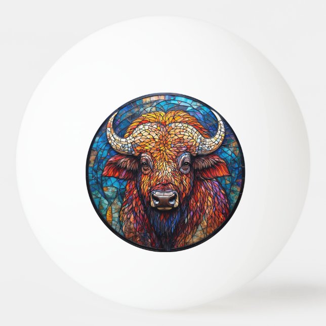 Buffalo Stained Glass Artwork Ping Pong Ball (Front)