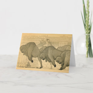 Buffalo Stampede, Savage Iowa, 1923 by Grant Wood Thank You Card