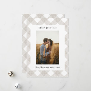 Buffalo tartan modern natural 1 photo Christmas Ho Holiday Card
