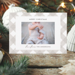 Buffalo tartan modern natural 1 photo Christmas Holiday Card