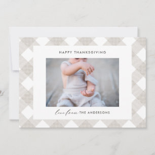 Buffalo tartan modern natural 1 photo thanksgiving holiday card