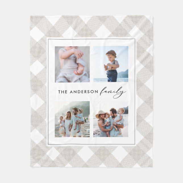 Buffalo tartan modern natural 4 photo Christmas Fleece Blanket (Front)