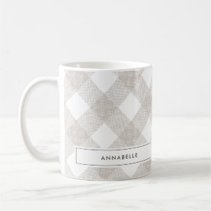 Buffalo tartan modern natural beige personalised coffee mug