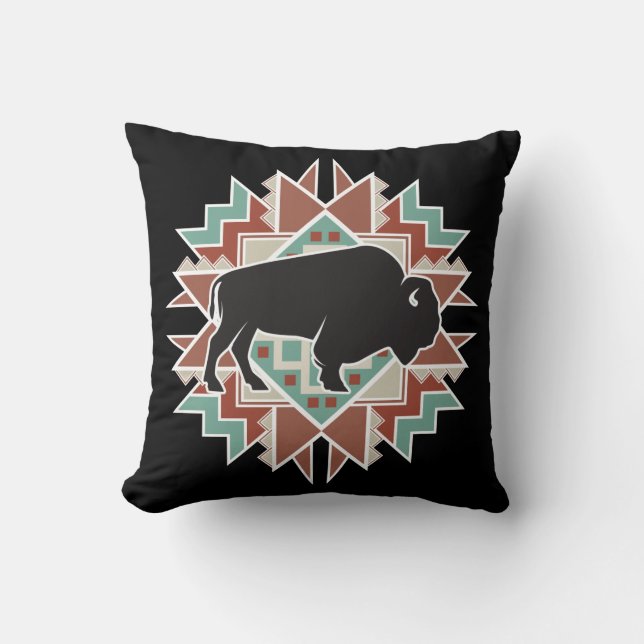 Buffalo Tribal Native Design Cushion (Front)