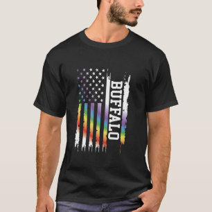 Buffalo United States Distressed Rainbow w US Flag T-Shirt