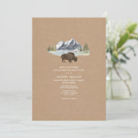 Buffalo Watercolor Mountain Cardstock Wedding