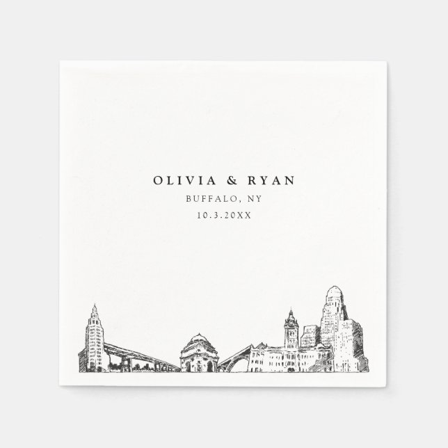 Buffalo Wedding Minimalist Paper  Napkin (Front)