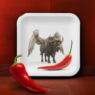 Buffalo Wings With Chilli Pepper Paper Plate