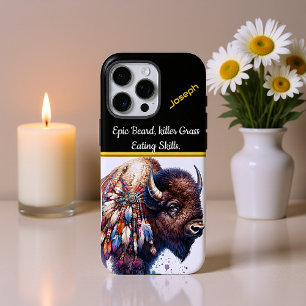 Buffalo With Vibrant Artistic Feathers iPhone 16 Pro Max Case