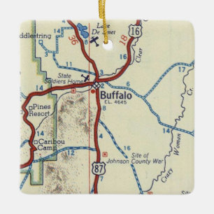 Buffalo WY Vintage Map Ceramic Ornament