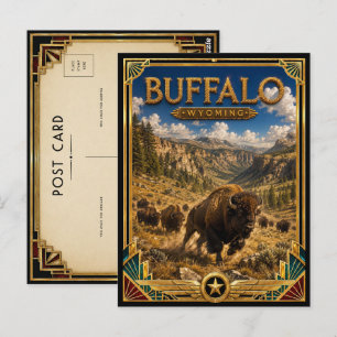 Buffalo Wyoming Vintage Art Deco Golden Age Postcard