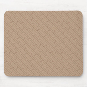 Buffed Beige Mocha Mousse Brown Wavy Line Pattern Mouse Pad