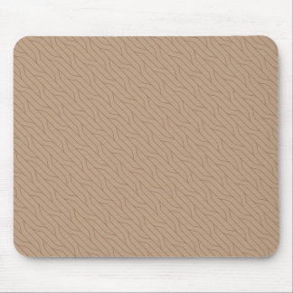 Buffed Beige Mocha Mousse Brown Wavy Line Pattern Mouse Pad