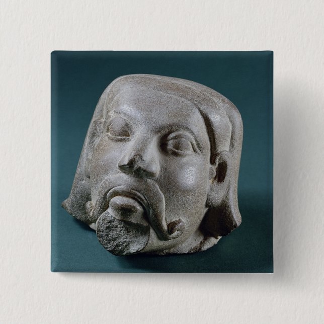Buffed sandstone head of a foreigner, Sarnath, 3rd 15 Cm Square Badge (Front)
