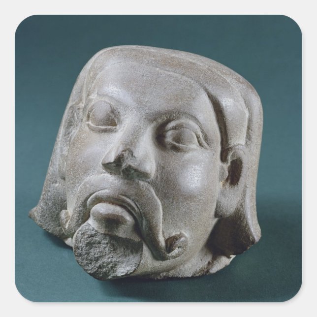 Buffed sandstone head of a foreigner, Sarnath, 3rd Square Sticker (Front)