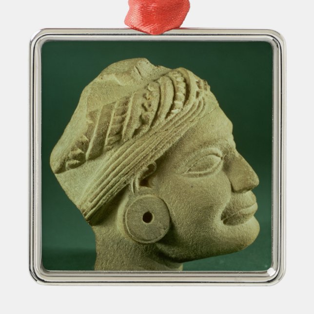 Buffed sandstone turbaned head, Sarnath, 3rd centu Metal Ornament (Front)