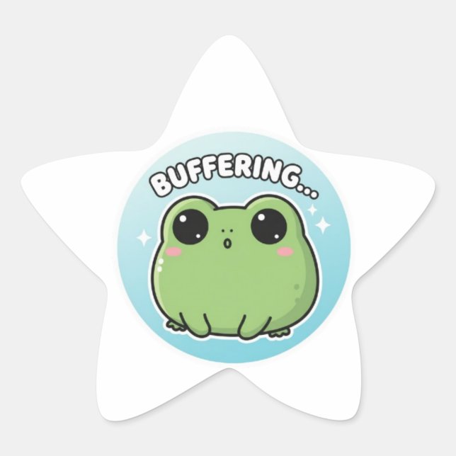 Buffering Frog Sticker Cute Blank Frog Meme Kawaii (Front)