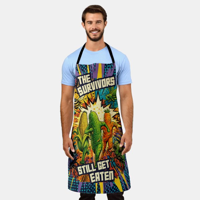 Bug attack panic vegetables cooking kitchen apron (Worn)