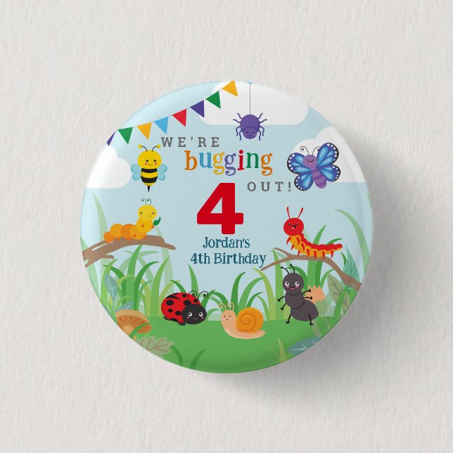 Bug Birthday Cute  3 Cm Round Badge (Front)