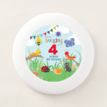Bug Birthday Cute Colourful  Wham-O Frisbee<br><div class="desc">This bug birthday frisbee is fun and colourful, with a bug party including a cute bee, purple spider, caterpillar, ant, ladybug, butterfly and snail - all celebrating your kiddo's birthday. Rainbow bunting flag, flowers and puffy white clouds add to the party atmosphere. Girls and boys alike will love these bug...</div>