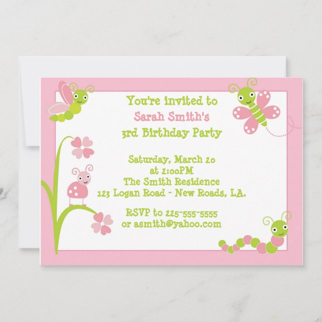 Bug Birthday Invitation (Front)