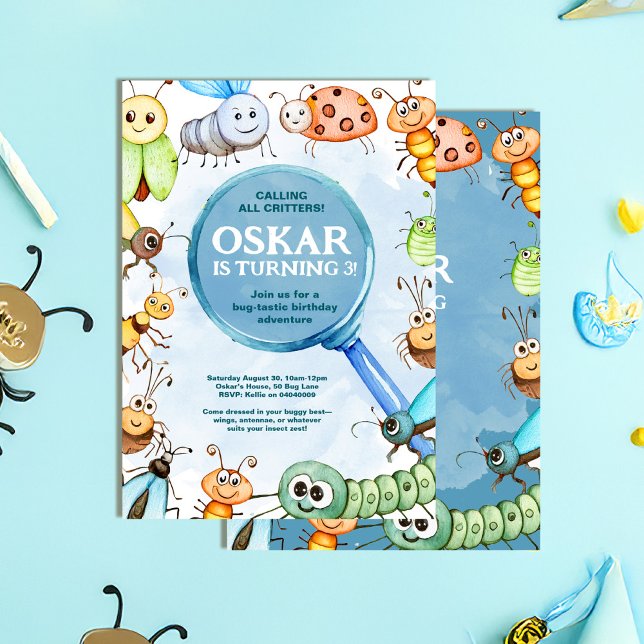 Bug Birthday Invitation, Critter Birthday Boy Invitation (Creator Uploaded)