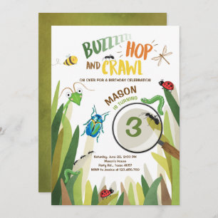 Bug Birthday Invitation Insect Bugs Boy bugging