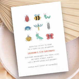 Bug Birthday Invitation Kids Bugs