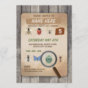 BUG CATCHER SCAVENGER HUNT KIDS BIRTHDAY PARTY INVITATION