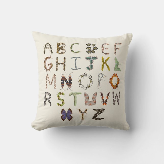 Bug Decor for Kids | Alphabet Insect Decor Nursery Cushion (Front)