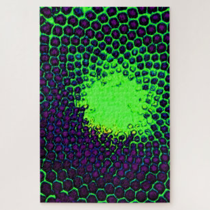 Bug Eyed Honeycomb purple green Jigsaw Puzzle