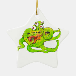 Bug Eyed Monster Plays Guitar Ceramic Ornament