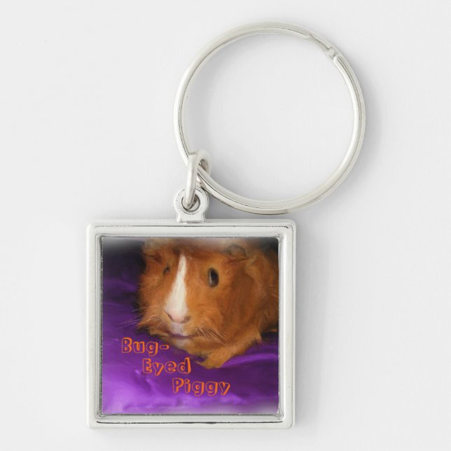 Bug-Eyed Piggy Guinea Pig Keychain (Front)