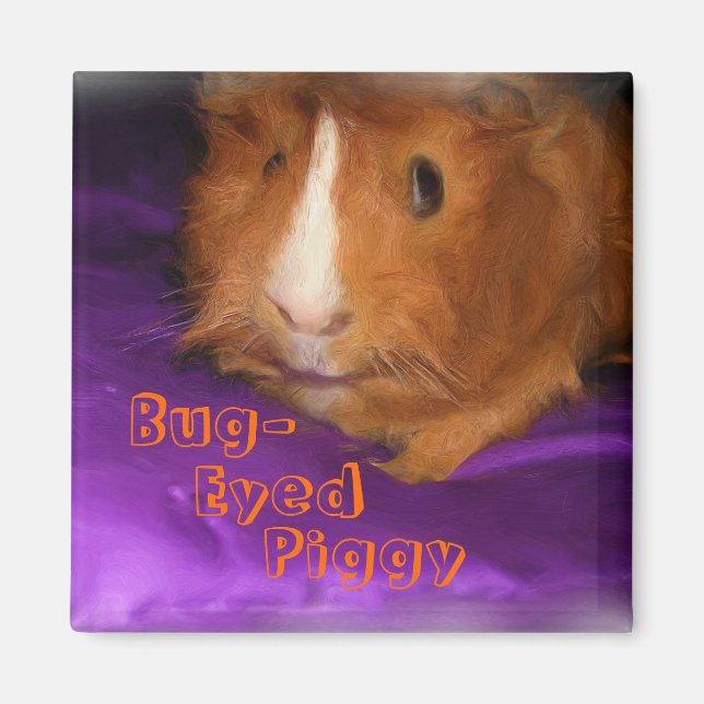 Bug-Eyed Piggy Guinea Pig Magnet (Front)