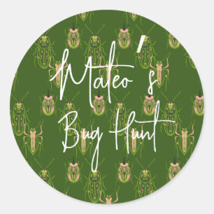 Bug Hunt Insect Birthday Hand Drawn Pattern Classic Round Sticker