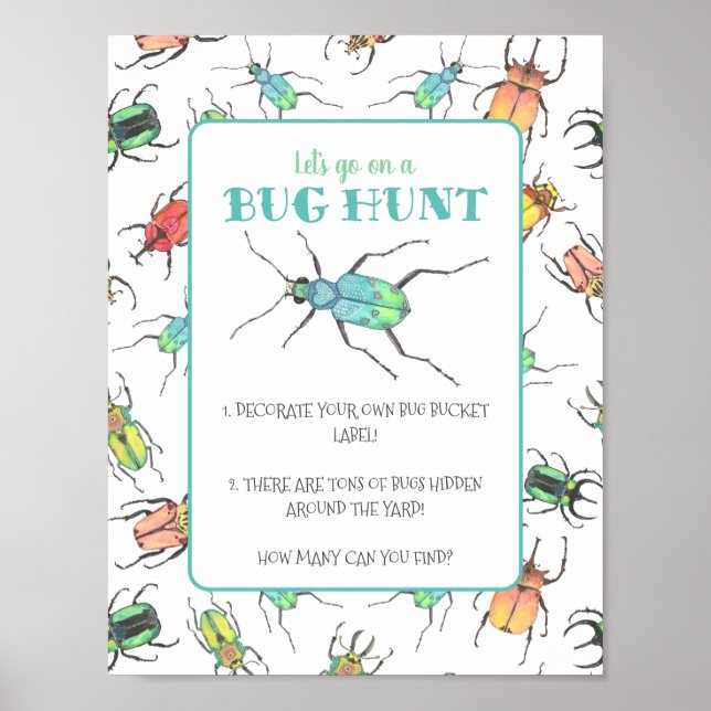 Bug Hunt Party Activity Frameable Poster (Front)