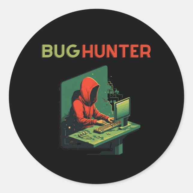 BUG HUNTER, Programming, software engineer Classic Round Sticker (Front)