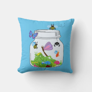 Bug Jar With Insects Bugs Butterfly Dragonfly Bees Cushion