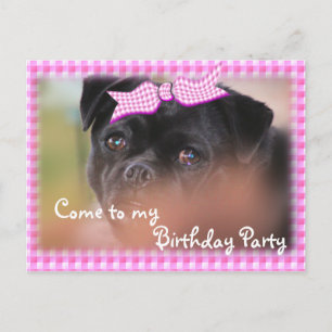 Bug-Puppy Pk Plaid Postcard-Invitation-customise Invitation Postcard
