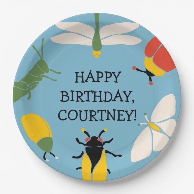 Bug Themed Party Personalised  Paper Plate (Front)