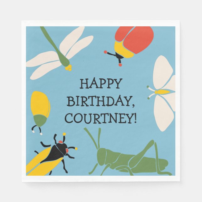 Bug Themed Personalised Party Napkin (Front)