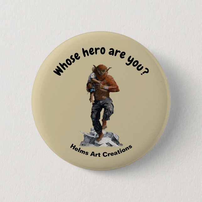 Bugbear Hero Child Rescue Fantasy Art Button (Front)